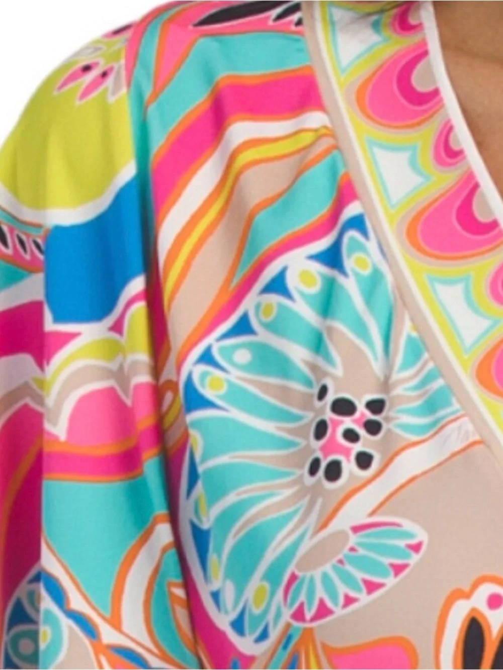 Trina Turk Pink Multicolor Floral V‑Neck Swim Cover-Up